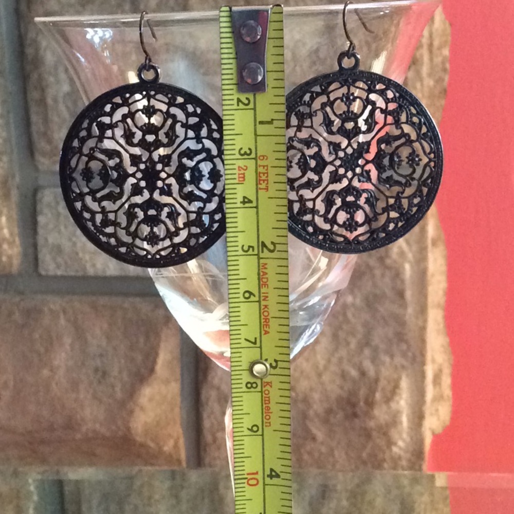 FILIGREE DISC DROP EARRINGS